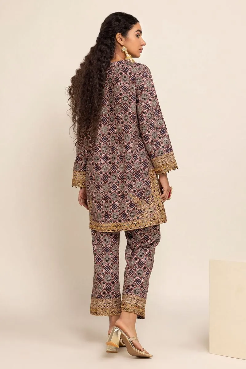 2 Piece | Kurta & Pants | Color Grey Purple