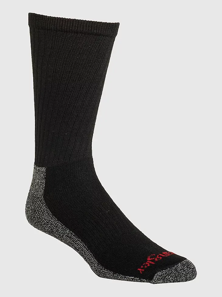 MEN'S WRANGLER CUSHIONED CREW SOCKS (6-PACK) IN BLACK