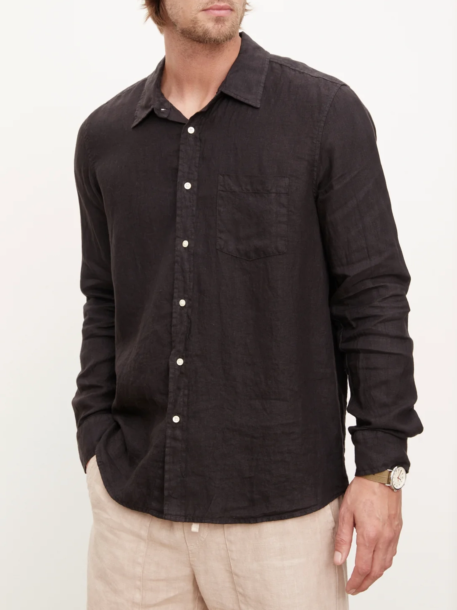 Lapel Neck Solid Casual Shirts