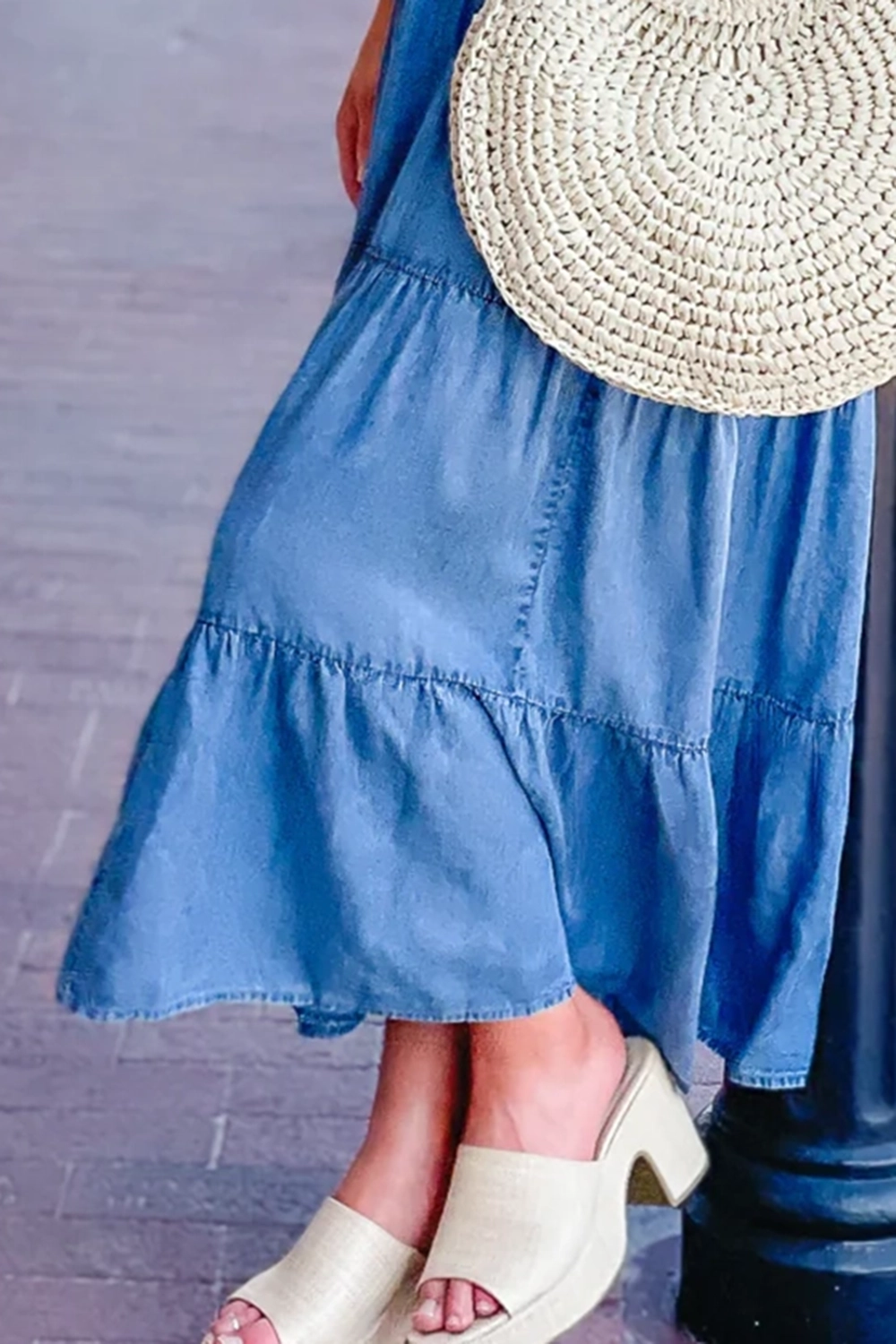 Washed Blue Elastic Dress