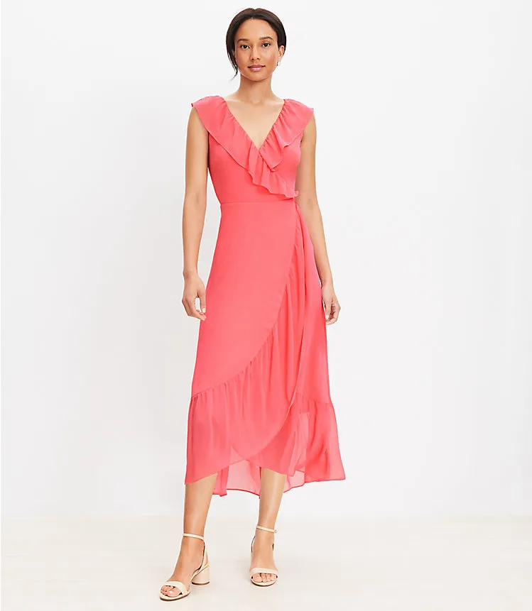 Crinkle Ruffle Midi Dress