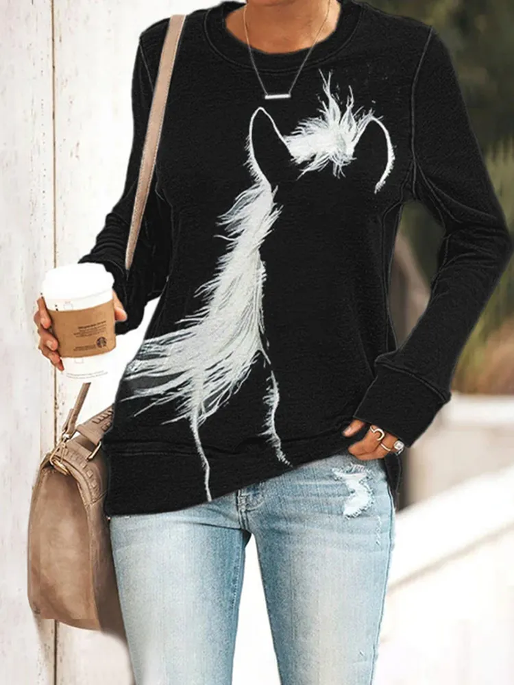 Vintage Western Horse Silhouette Print Sweatshirt