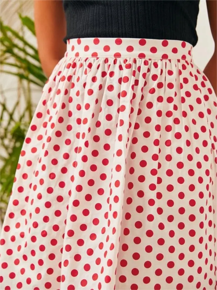 Red Dot Printed Skirt