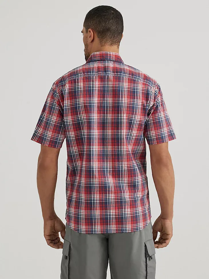 MEN'S RELAXED STRETCH POPLIN PLAID SHIRT IN PEARL BLUE