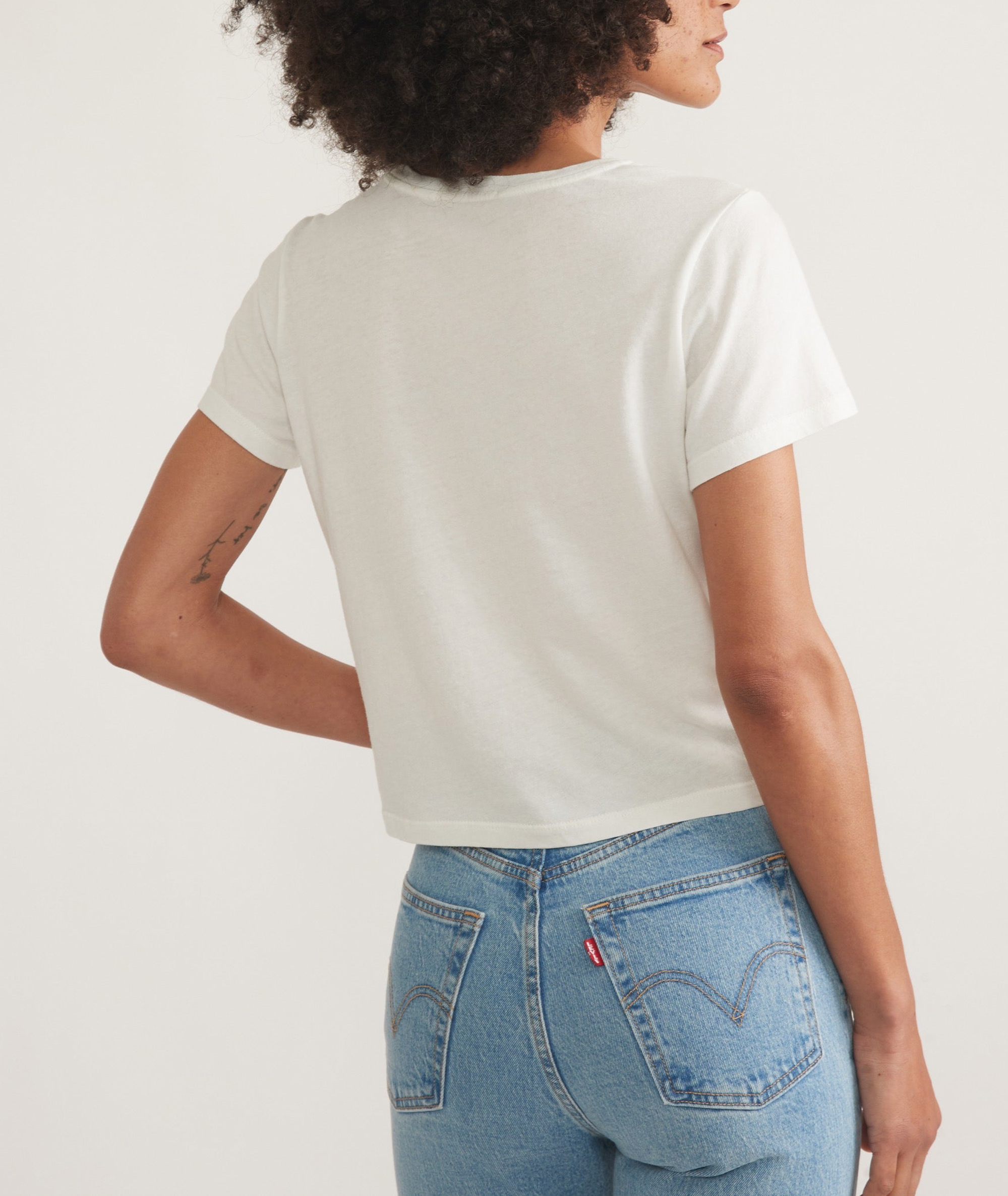 White Easy Crew Crop Tee