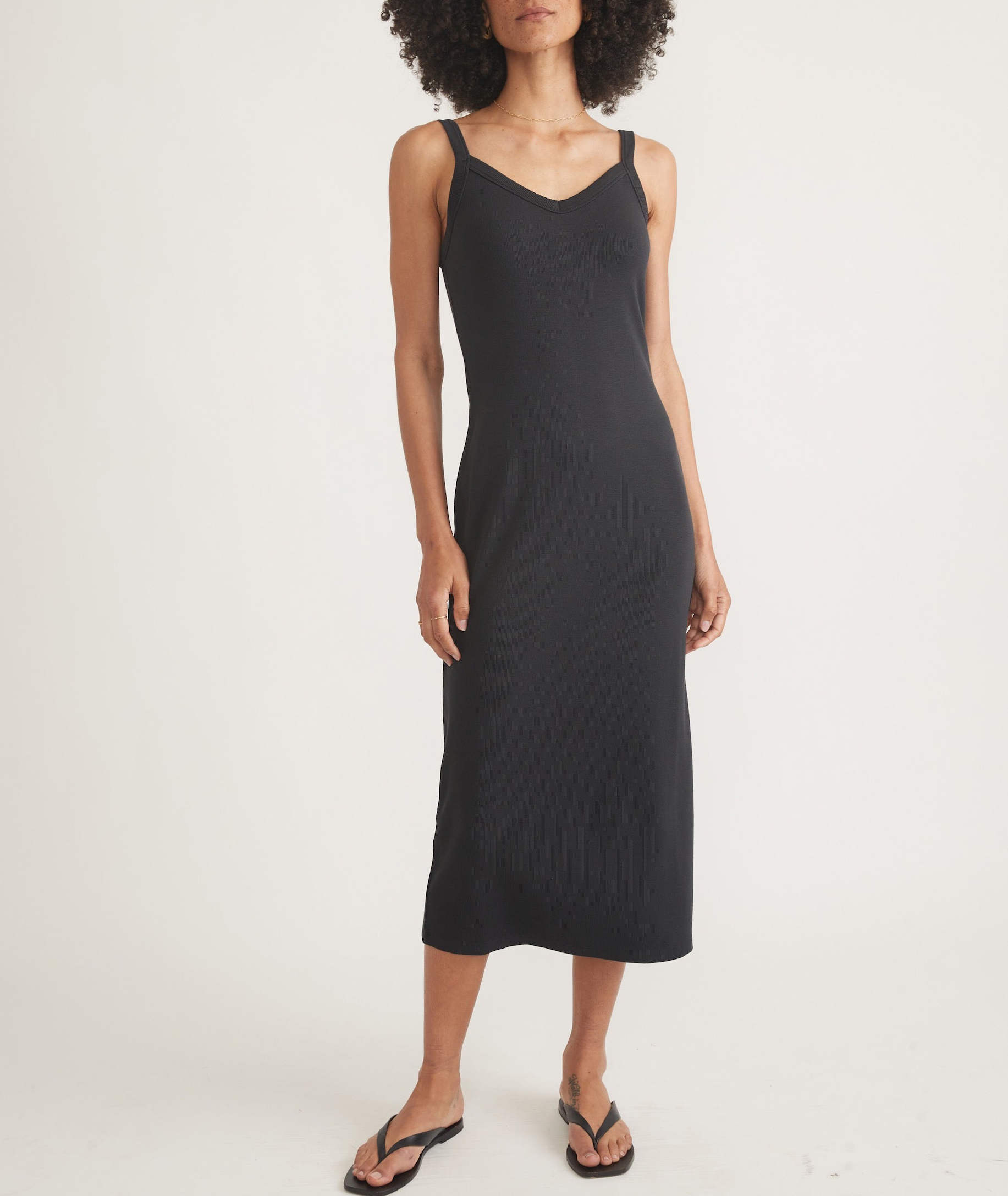 Black Lexi Rib Sun In Spaghetti Strap Dress