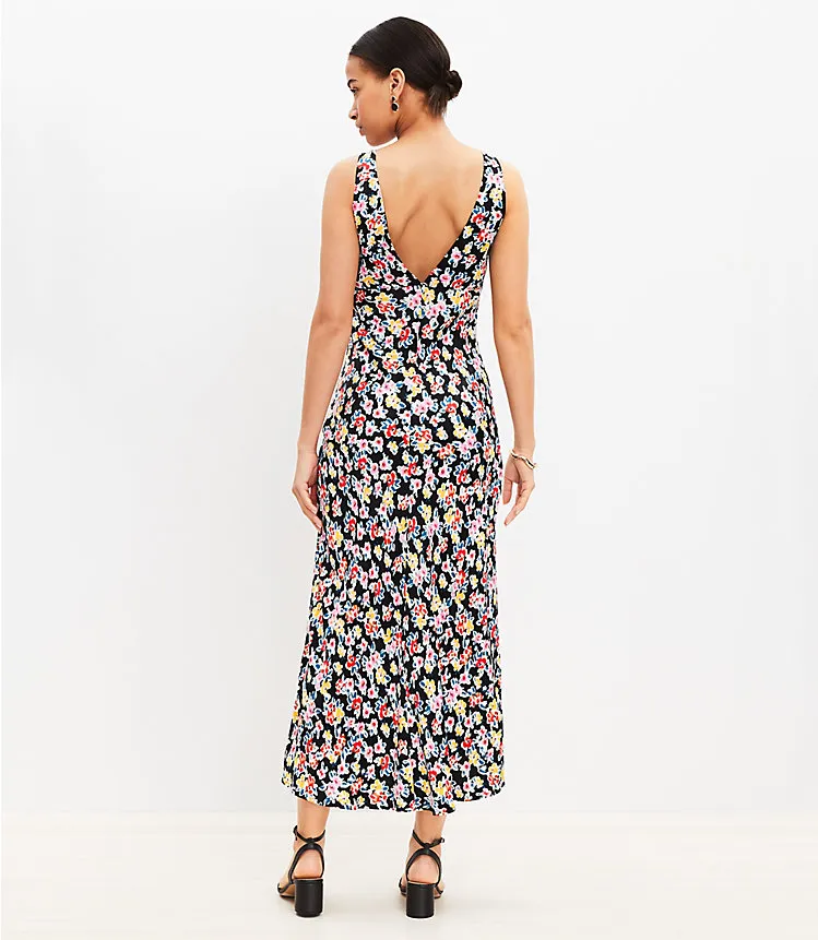 Ikat Buttercup Satin Double V Bias Midi Dress