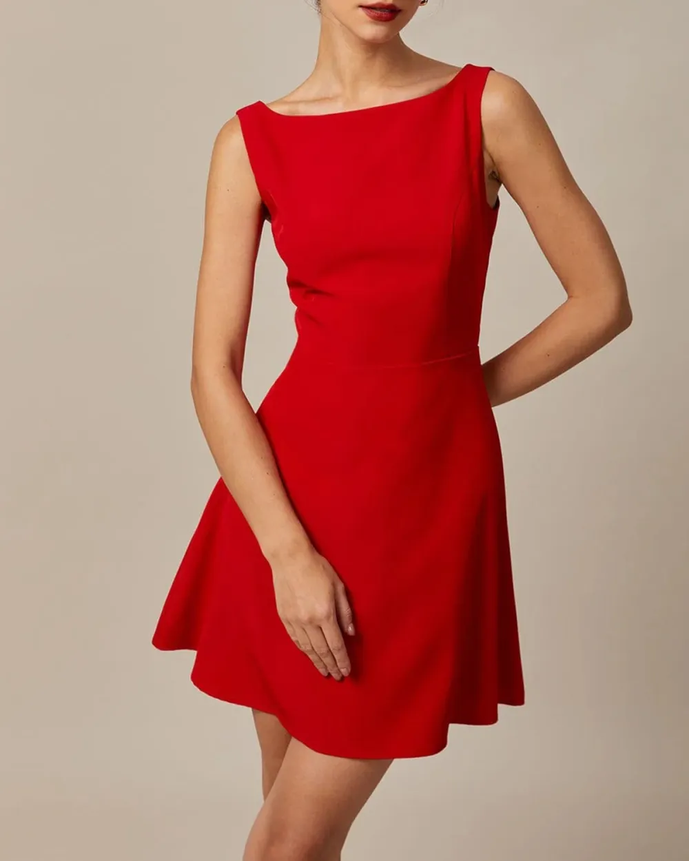 Pure red midi dress