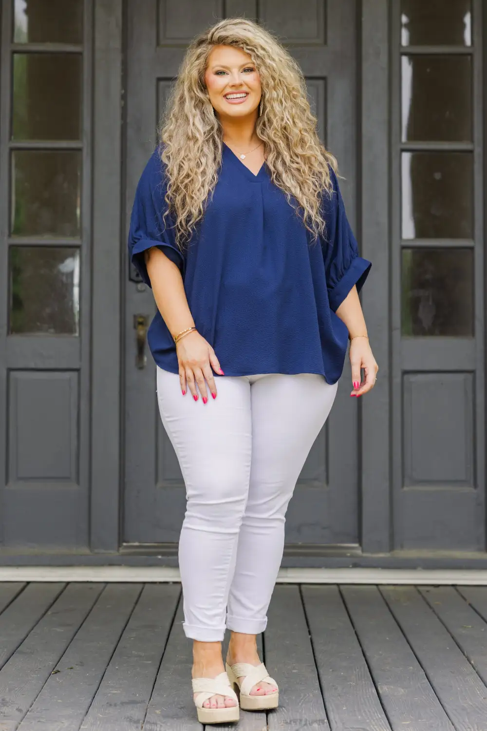 Social Scene Top, Navy