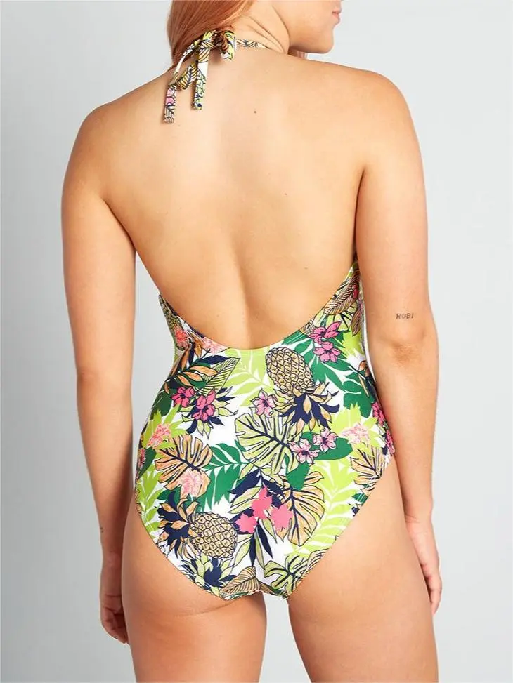 Color Contrast One Piece Swimsuit