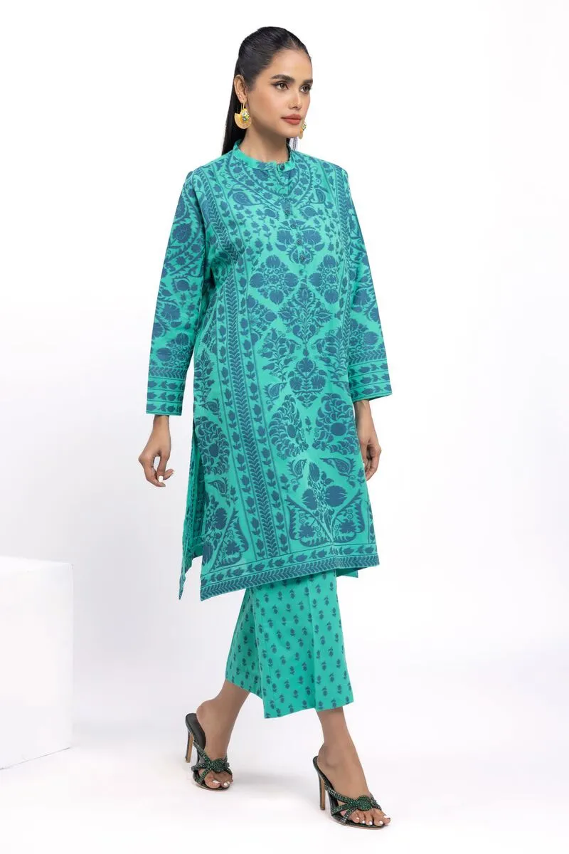 3 Piece Kurta Embroidered | Dupatta& Bottom & Tops | Color dark green