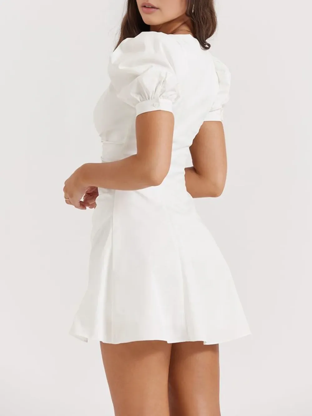 Puff Sleeve Short Shirt Dress