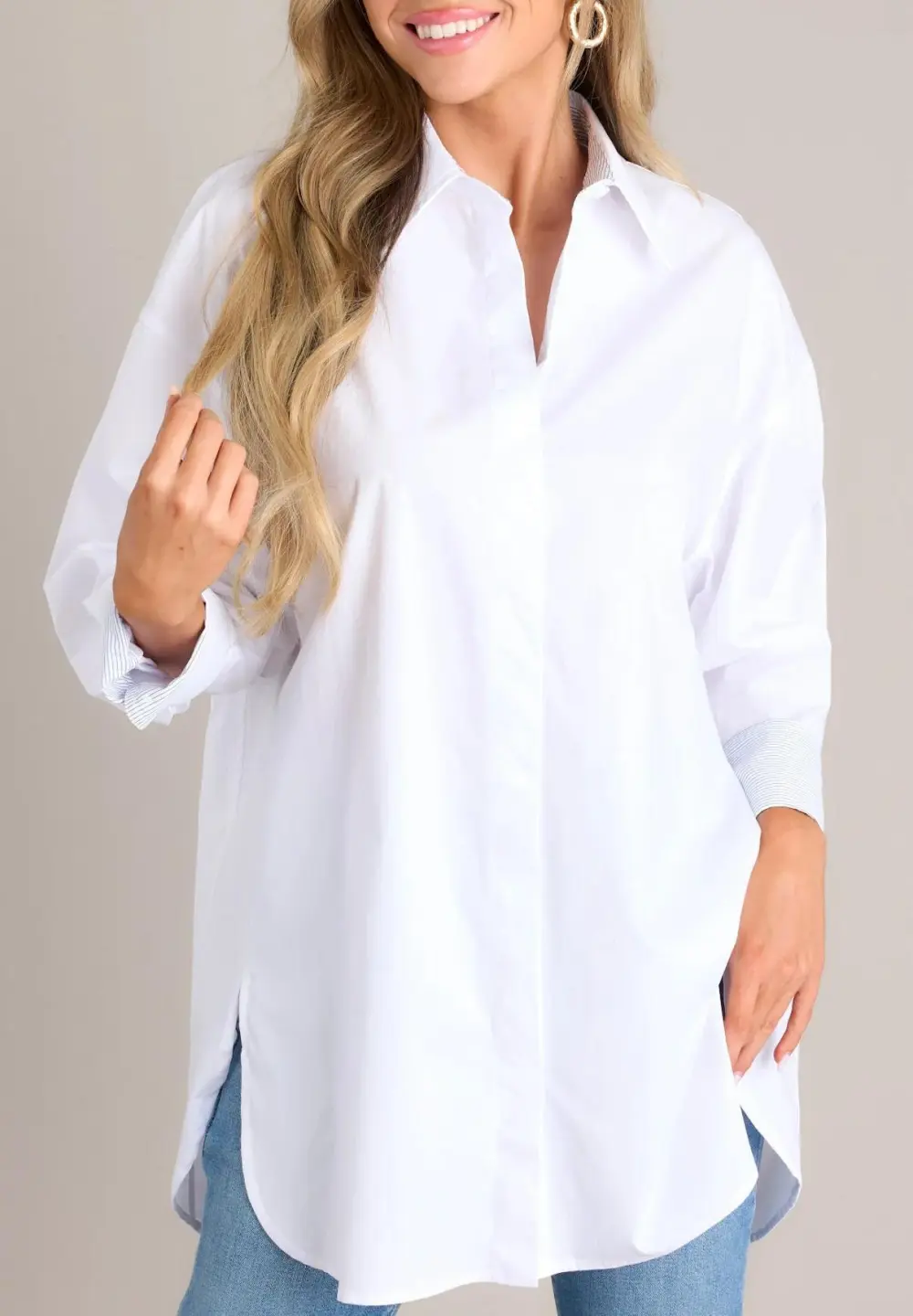 CHIC SOPHISTICATION 100% COTTON WHITE BUTTON FRONT TOP