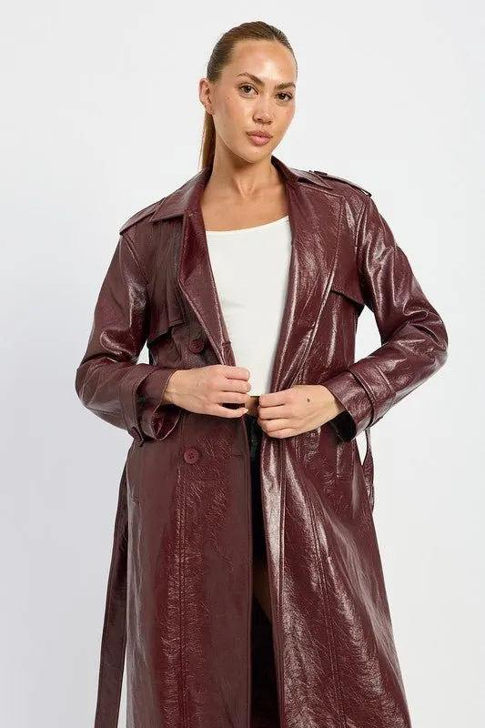 Vegan Leather Trench Coat