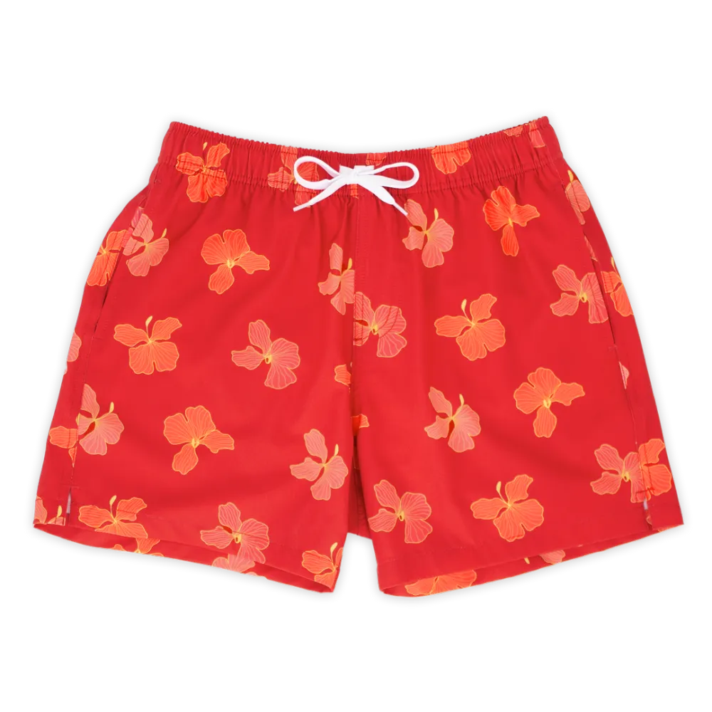 Floral Print Swim-Red