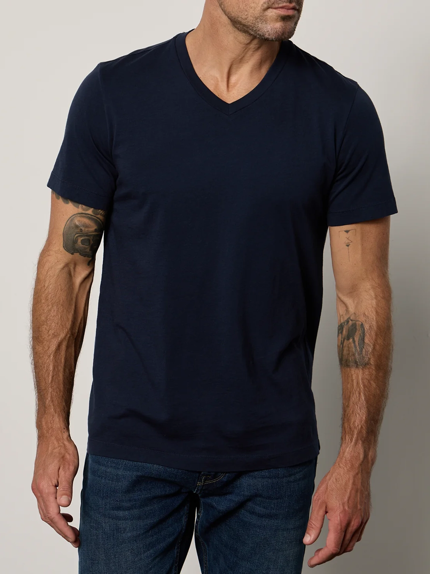 Men'S Fashion Cotton V-Neck Solid Short Sleeve T-Shirt