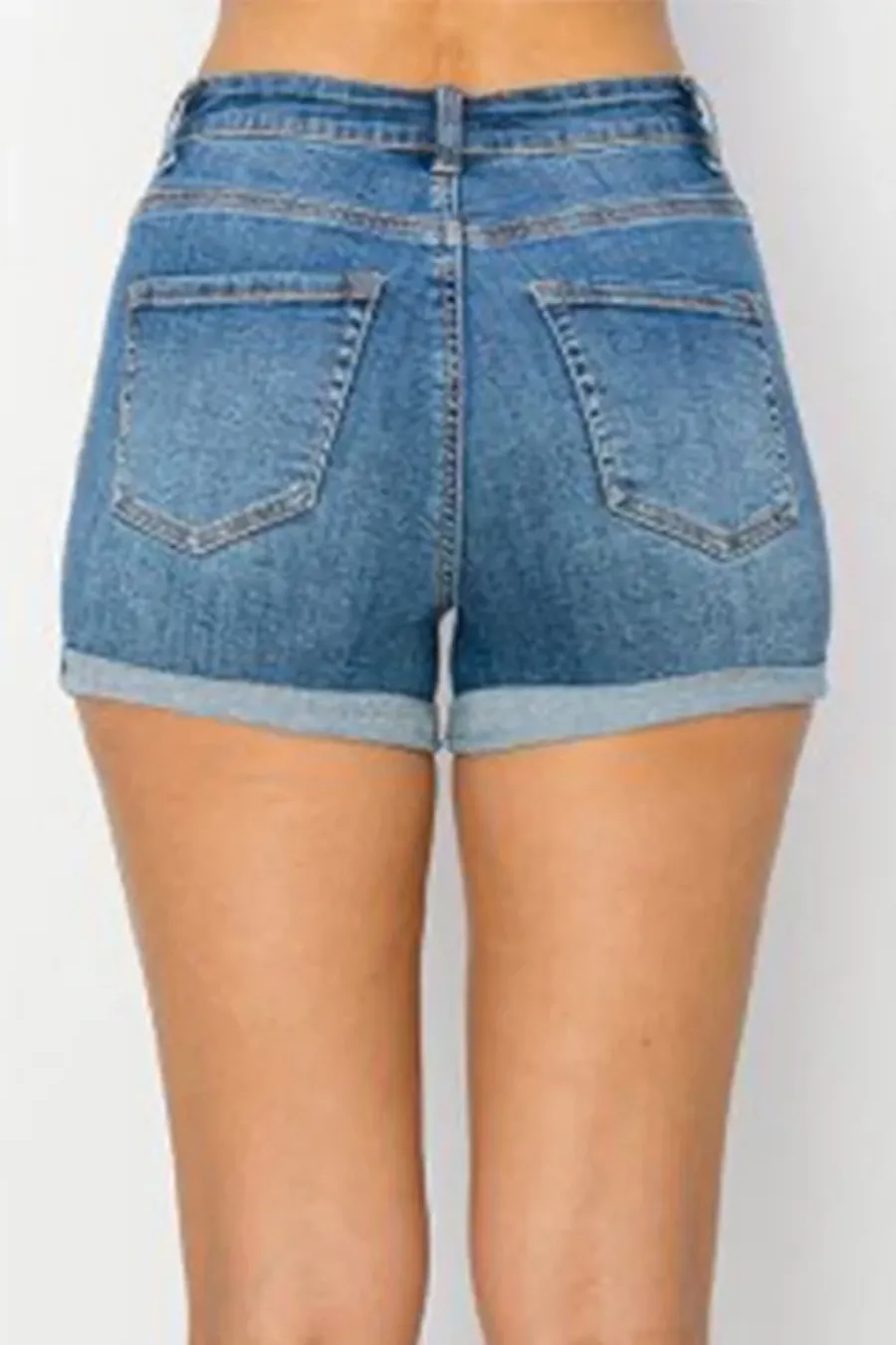 WAXJEAN Basic Denim Shorts With Rolled Cuff