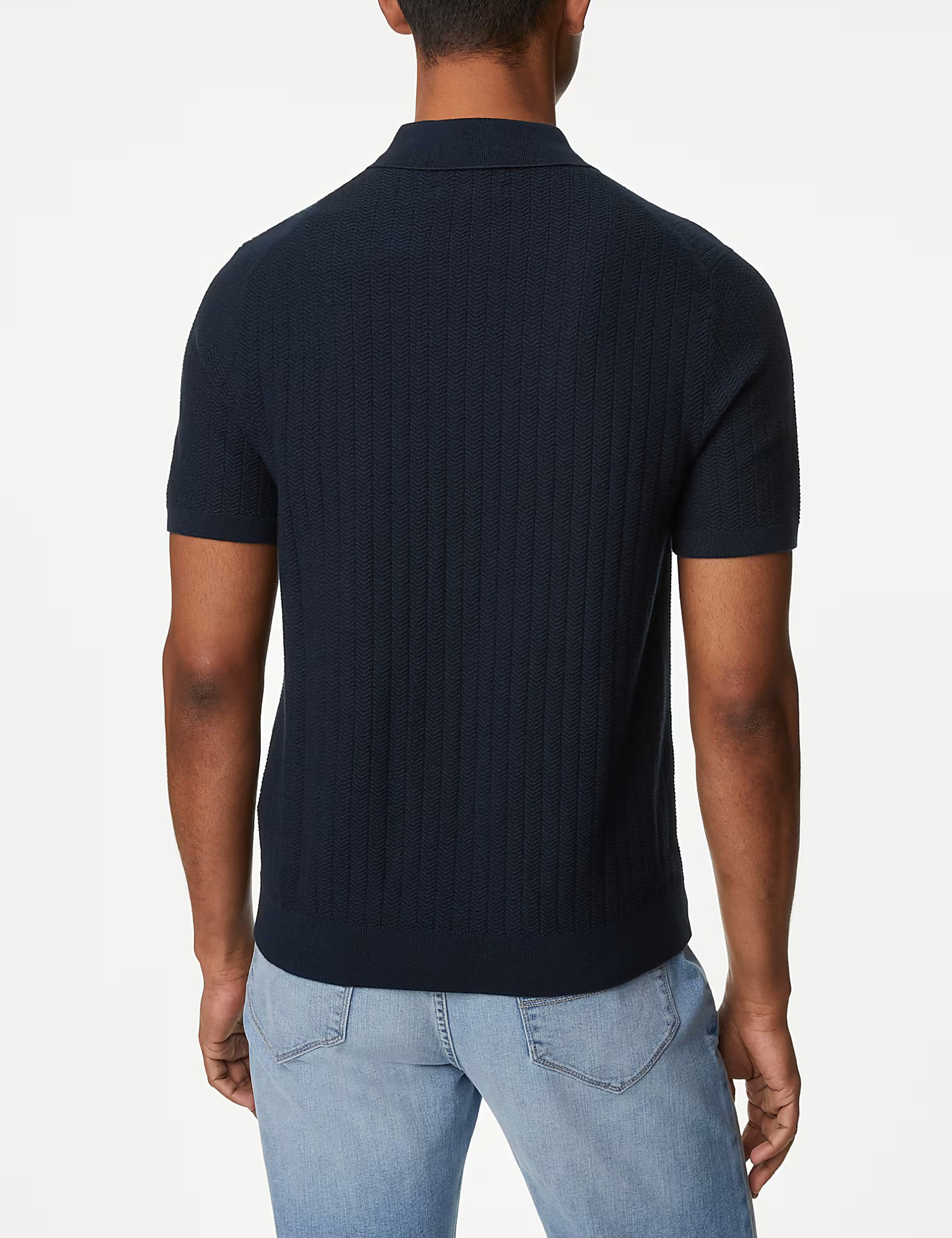 Cotton Rich Textured Knitted Polo Shirt