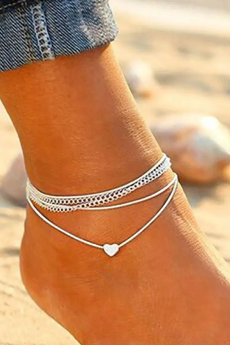 Bohemian Heart Double Chain Anklet