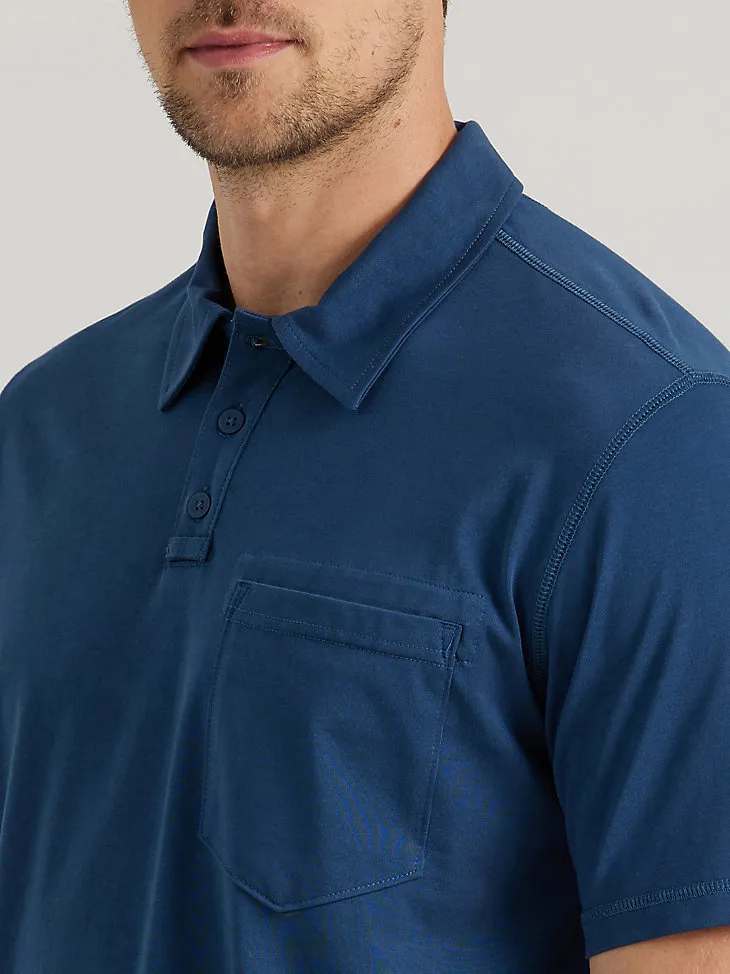 WRANGLER® RIGGS WORKWEAR® PERFORMANCE KNIT POLO IN NAVY HEATHER