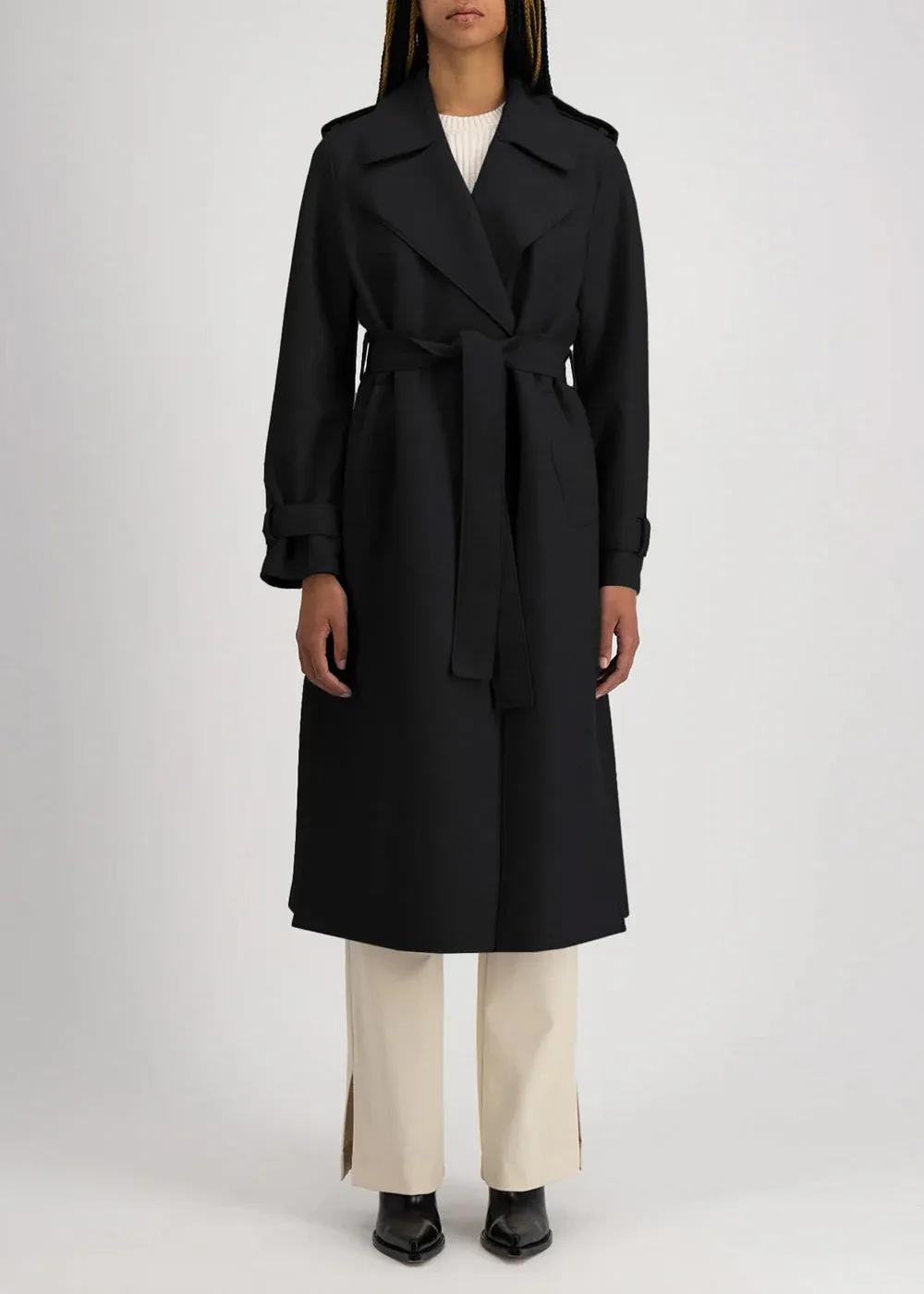 Drawstring Trench Long Coat