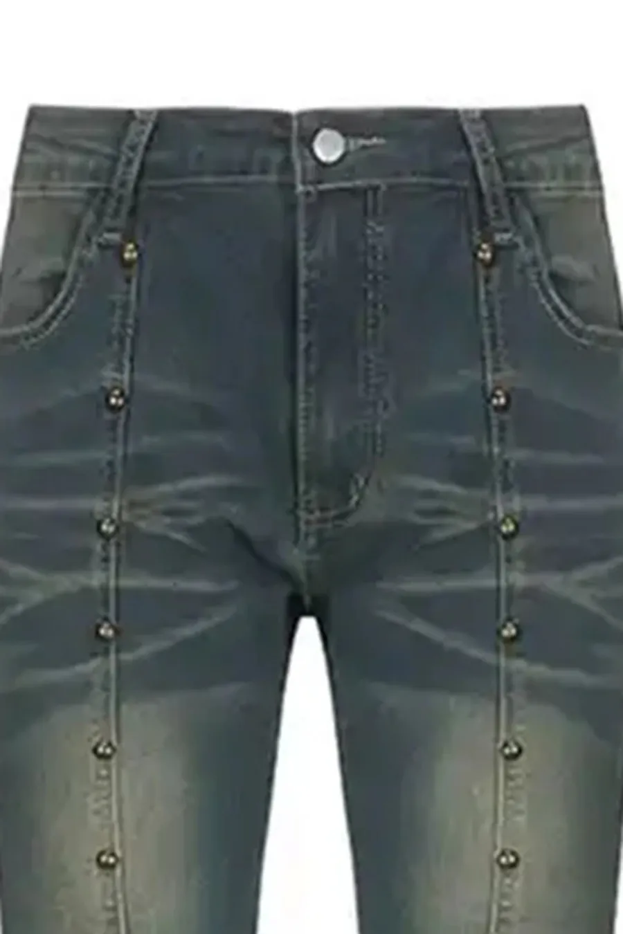 Y2K Low-Rise Brass-Studded Flare/Bootcut Jean With Stretch