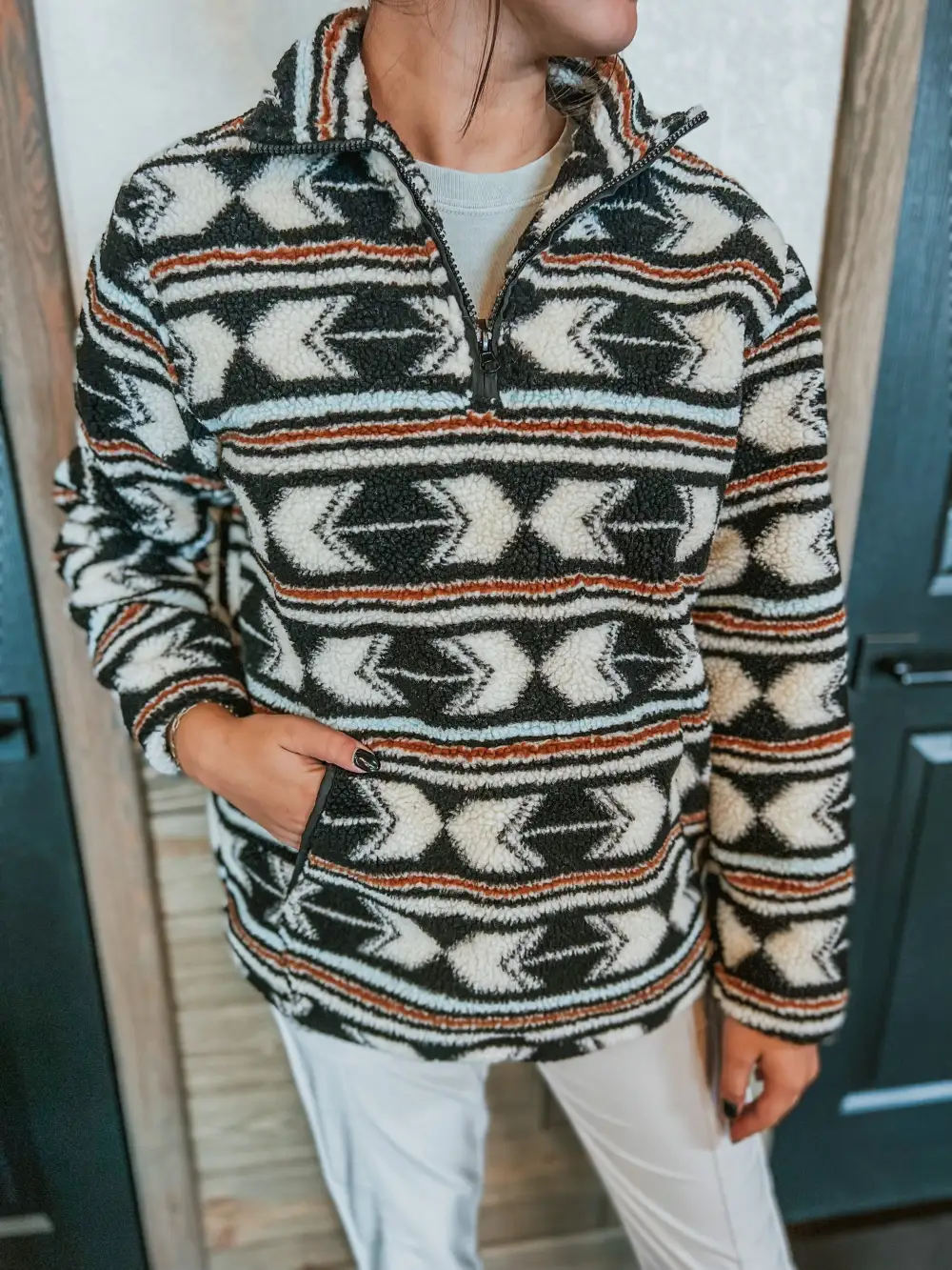 Midnight Aztec Sherpa Half Zip