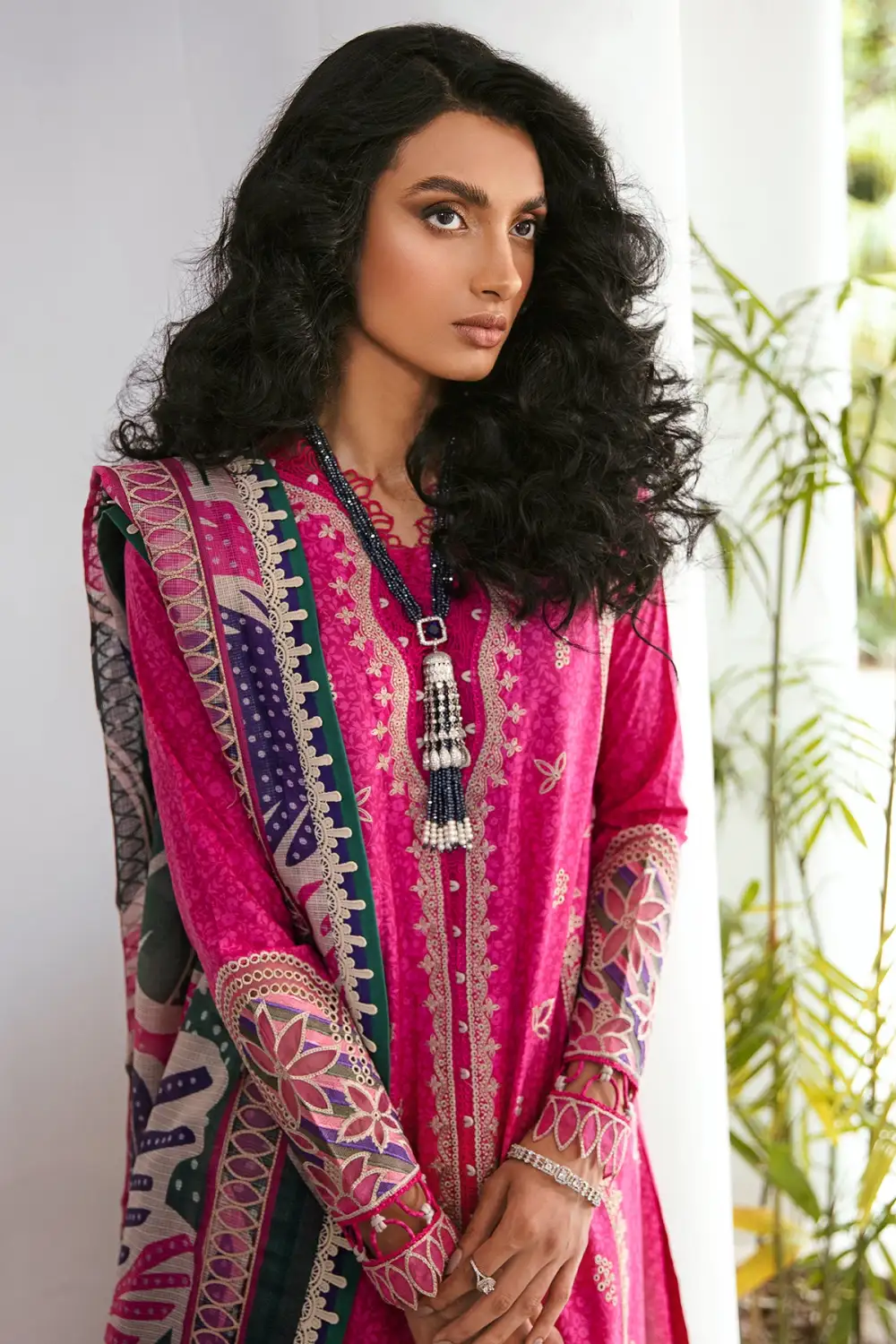 Bright Fuchsia Embroidered Lawn