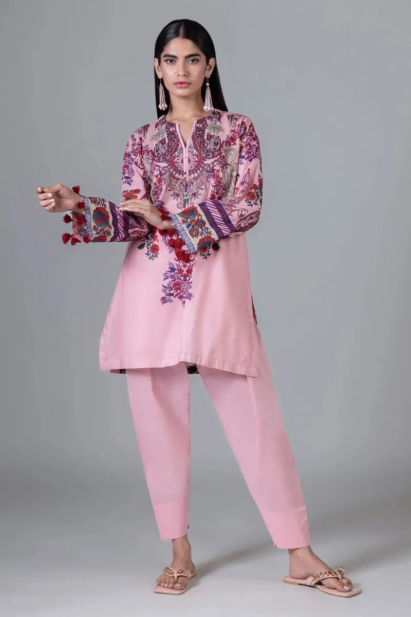 2 Piece Kurta | Embroidered & Pants Dark Red