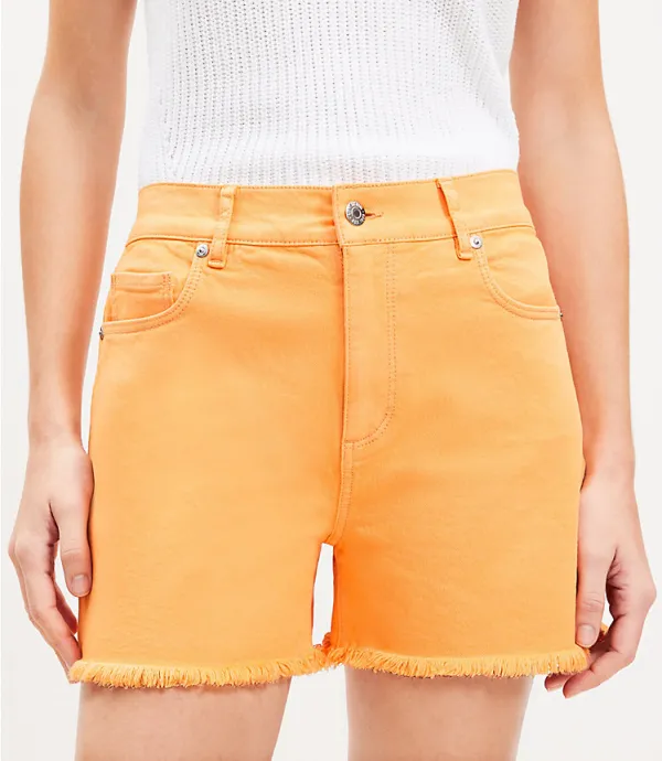 Denim Cut Off Shorts in Orange Creamsicle