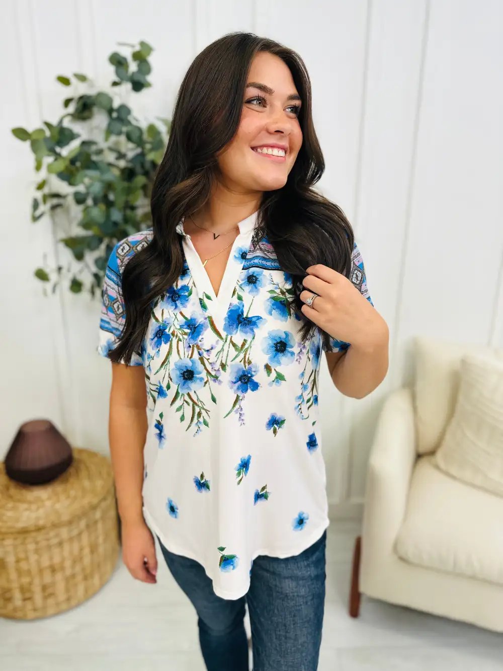 REG/CURVY Summer Influence Top In Blue