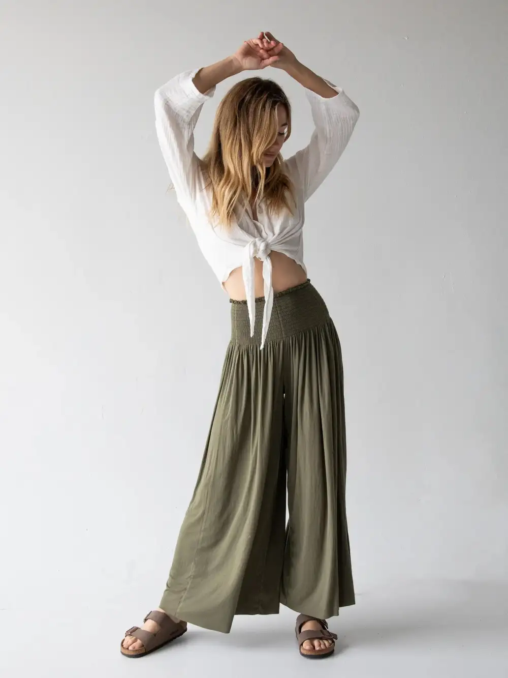 Make A Move Knit Palazzo Pant - Olive