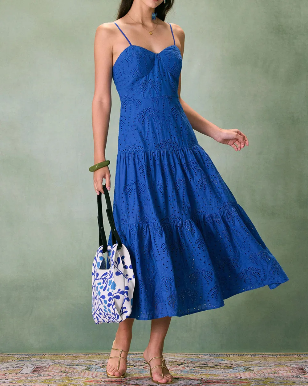 Royal blue suspender long dress