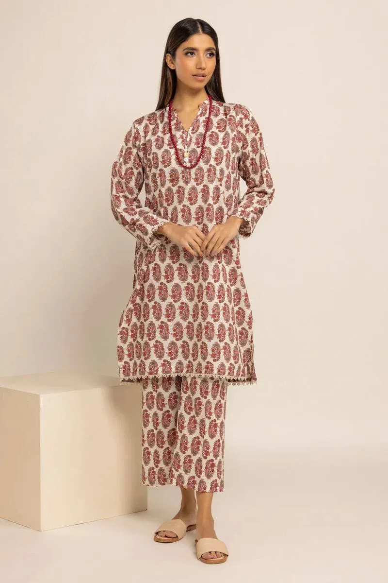 2 Piece | Kurta & Pants | Color Dark Red