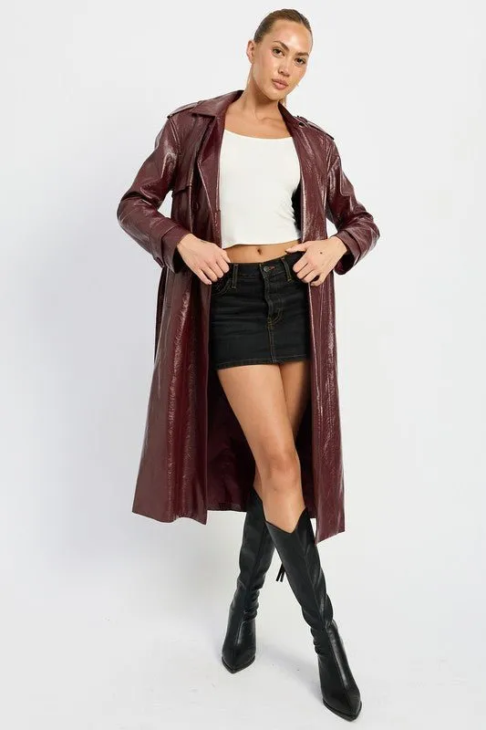 Vegan Leather Trench Coat