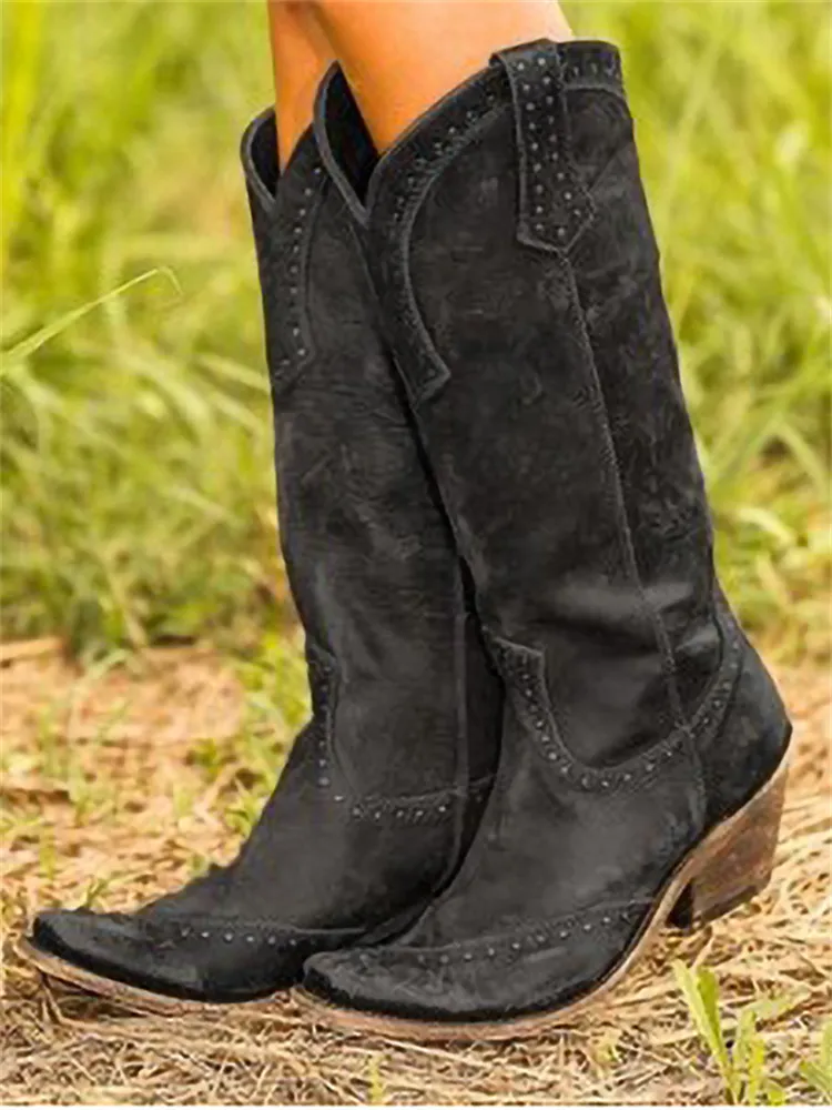 Western Vintage Studded Cowgirl Boots