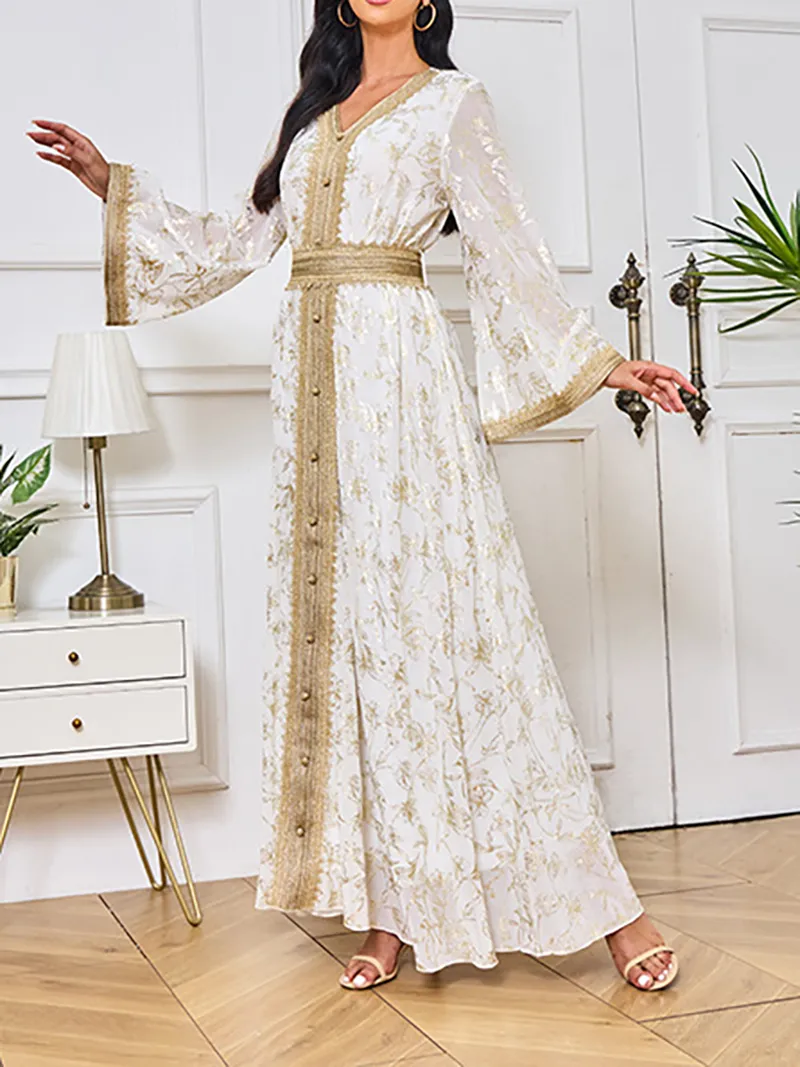 Floral bronzing fashion robe dress