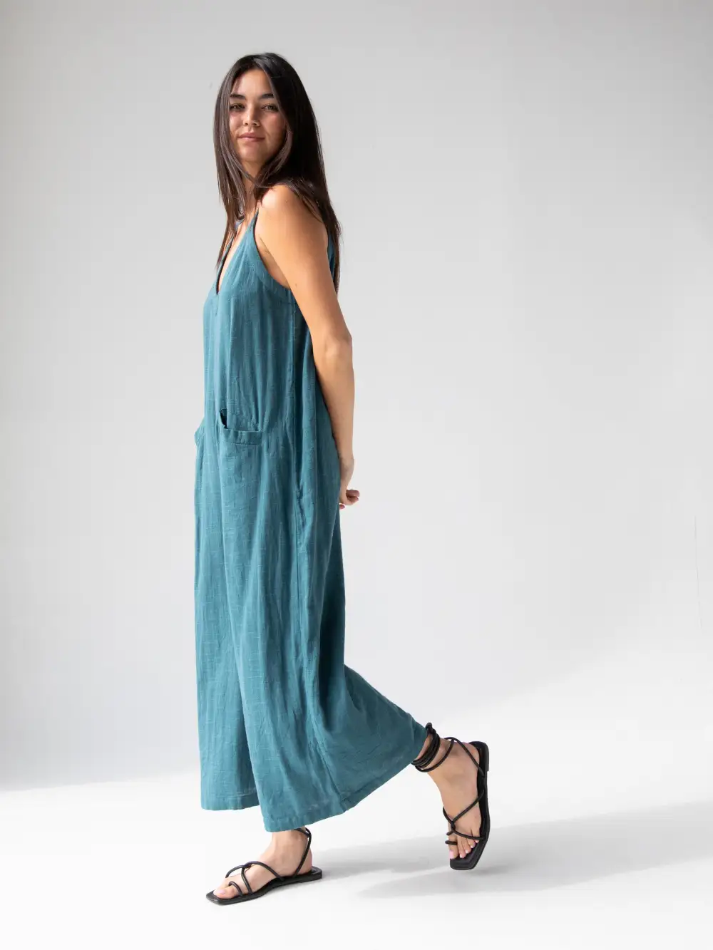 Chelsea Cotton Jumpsuit - Teal