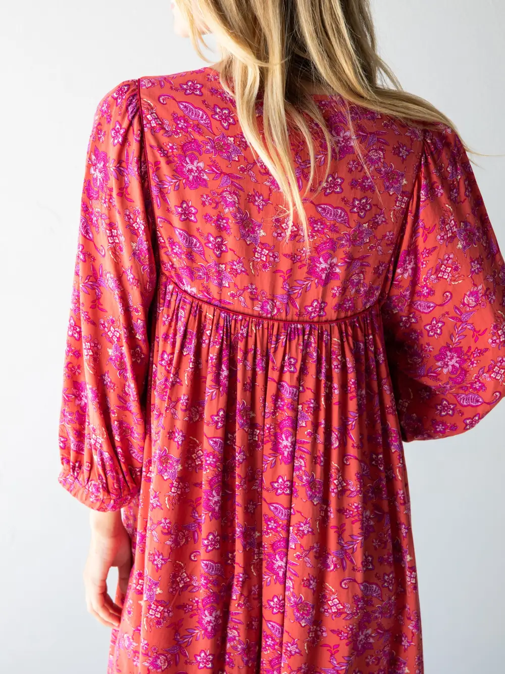 Rose Mini Dress - Rust Purple Floral