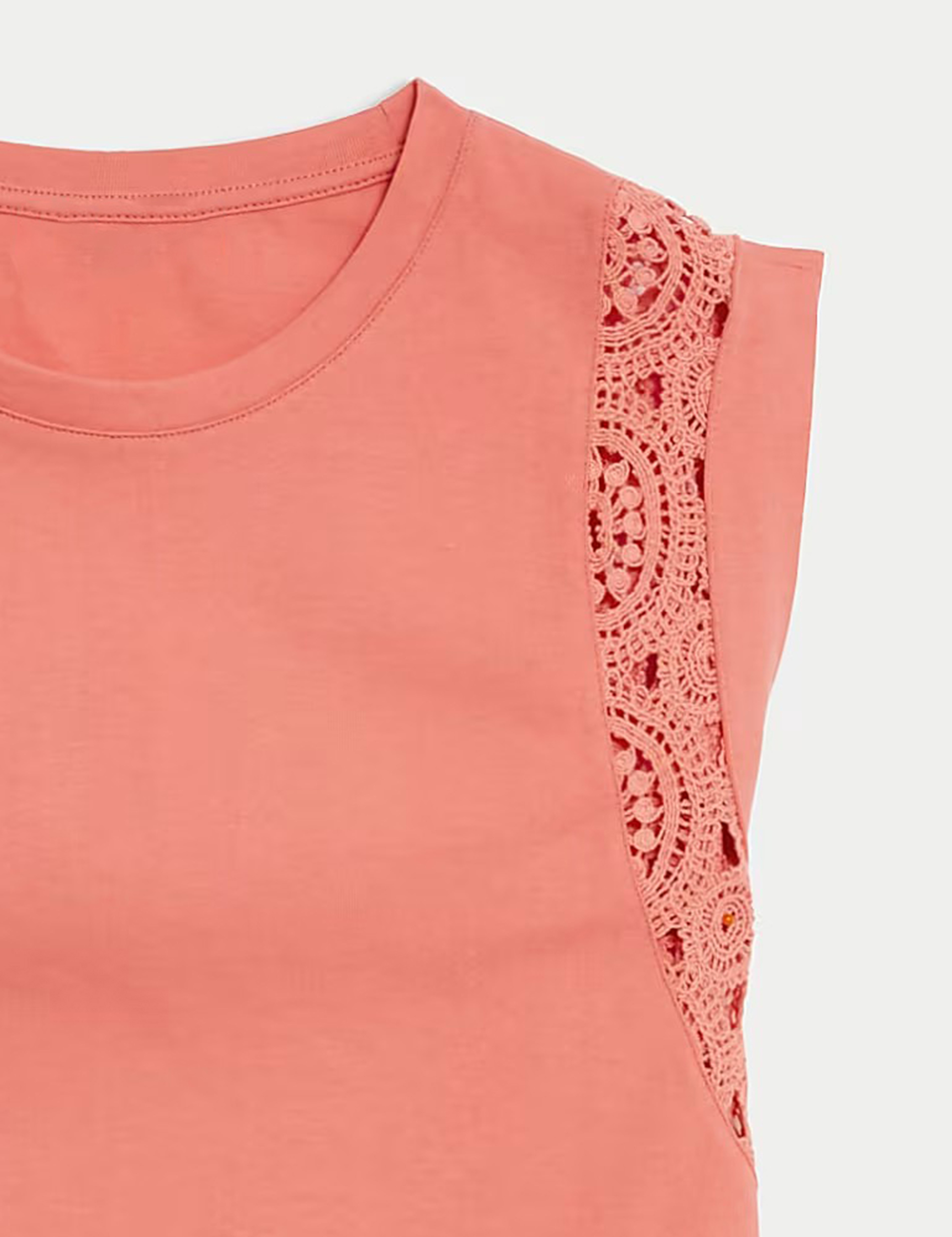 Pure Cotton Lace Insert T-Shirt