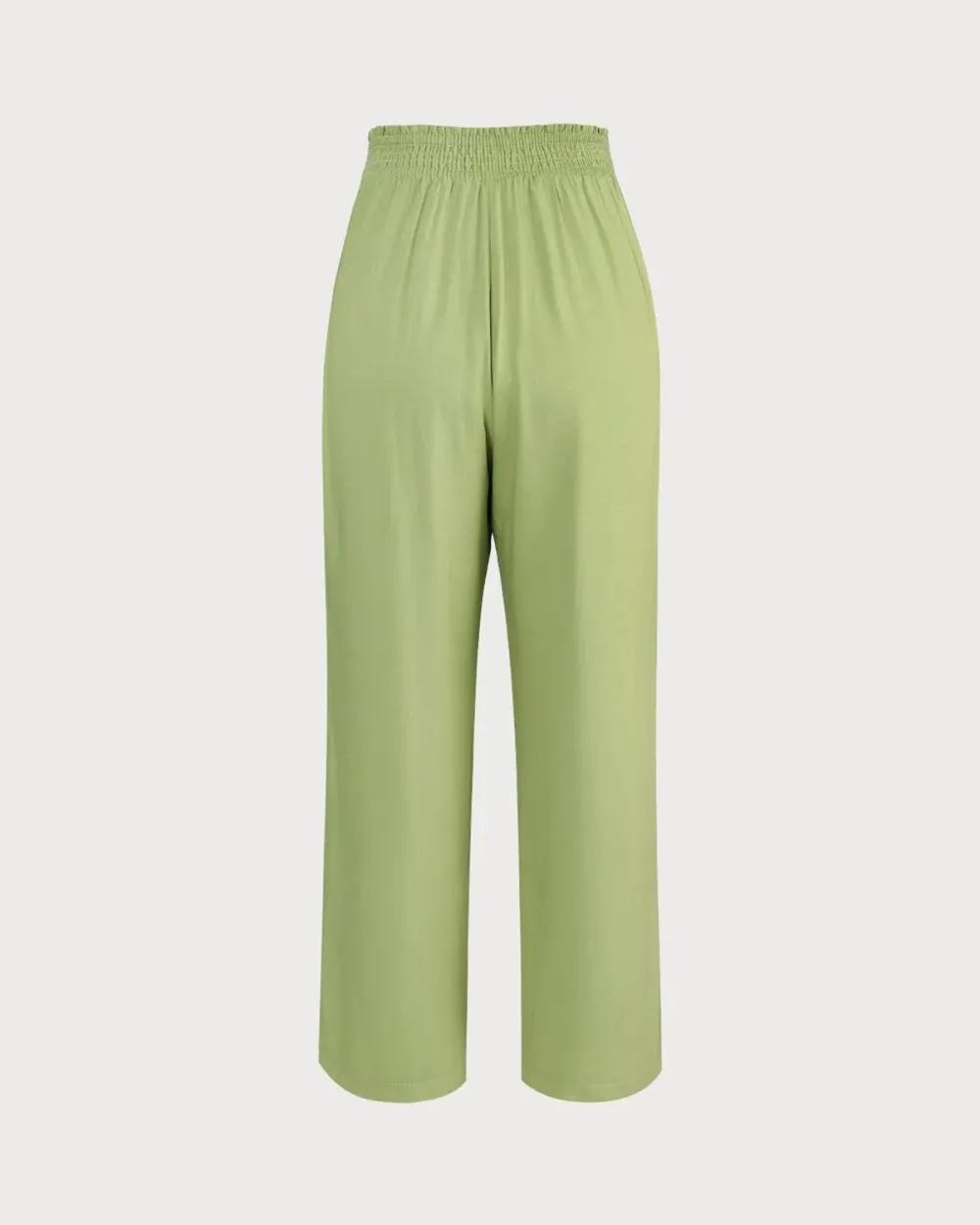 The Green Elastic Waist Straight Ninth Pants