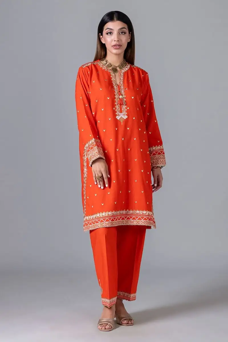 2 Piece | Kurta & Pants | Color Orange