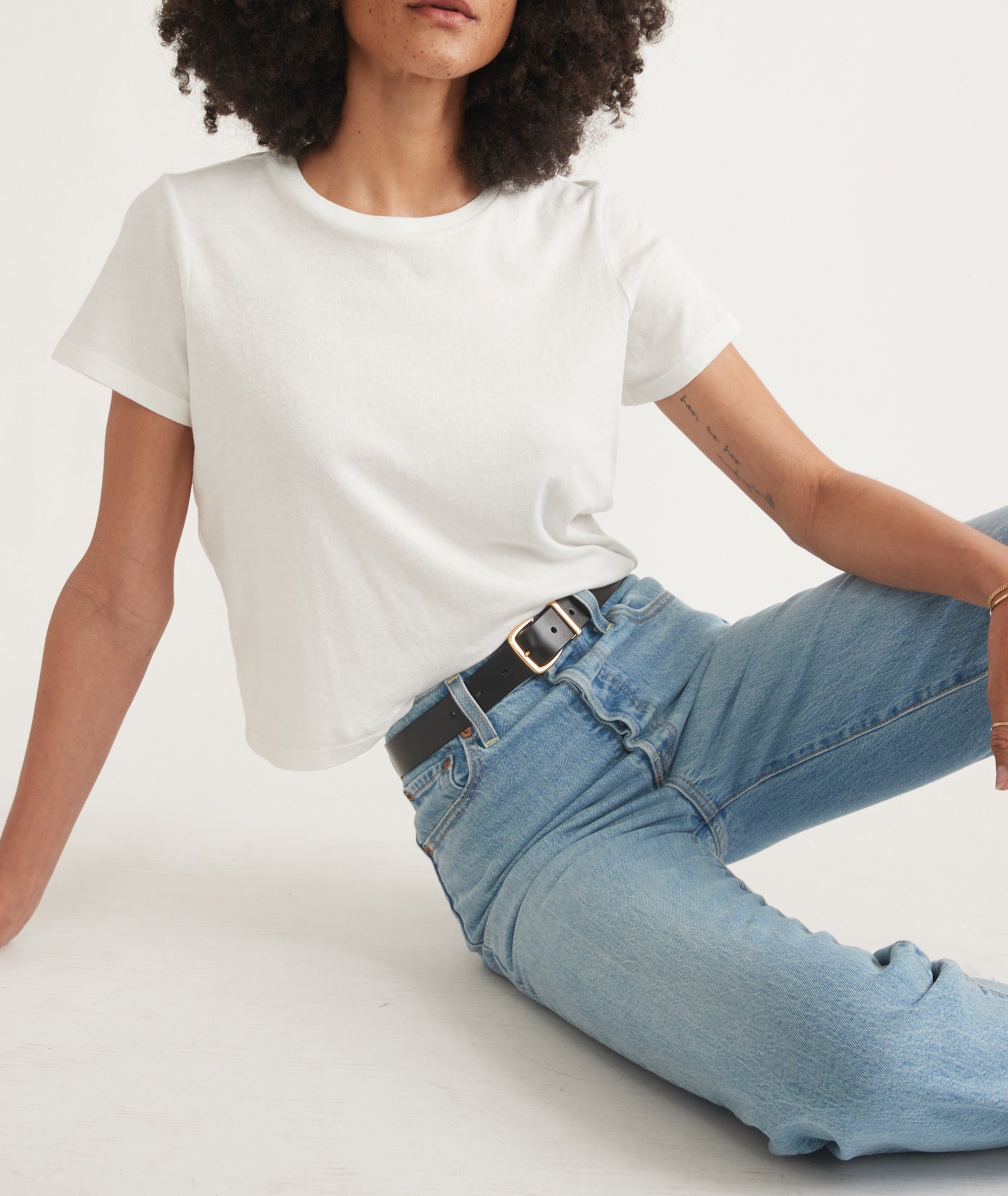 White Easy Crew Crop Tee