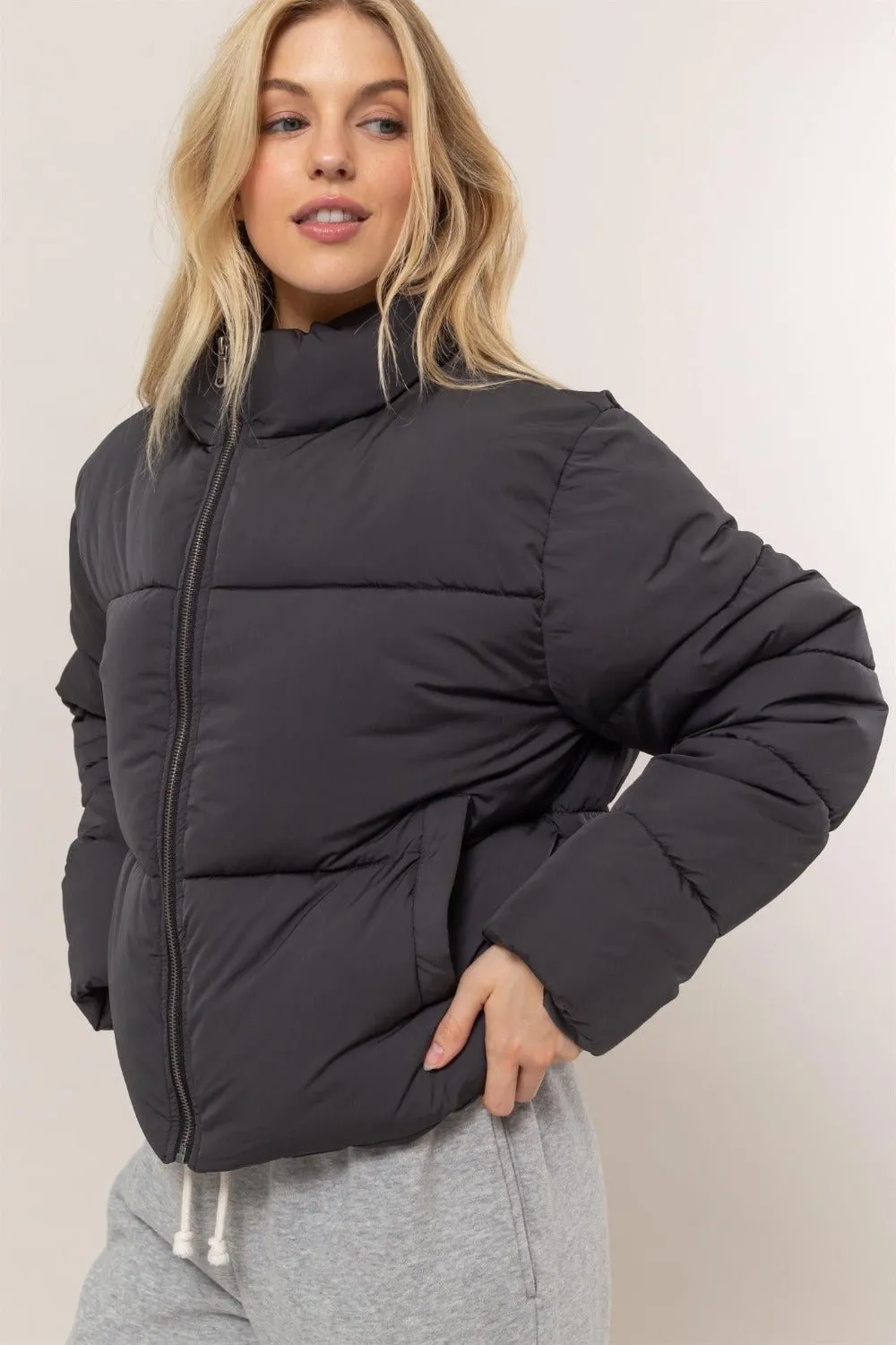 Black Quilted Puffer Jacket