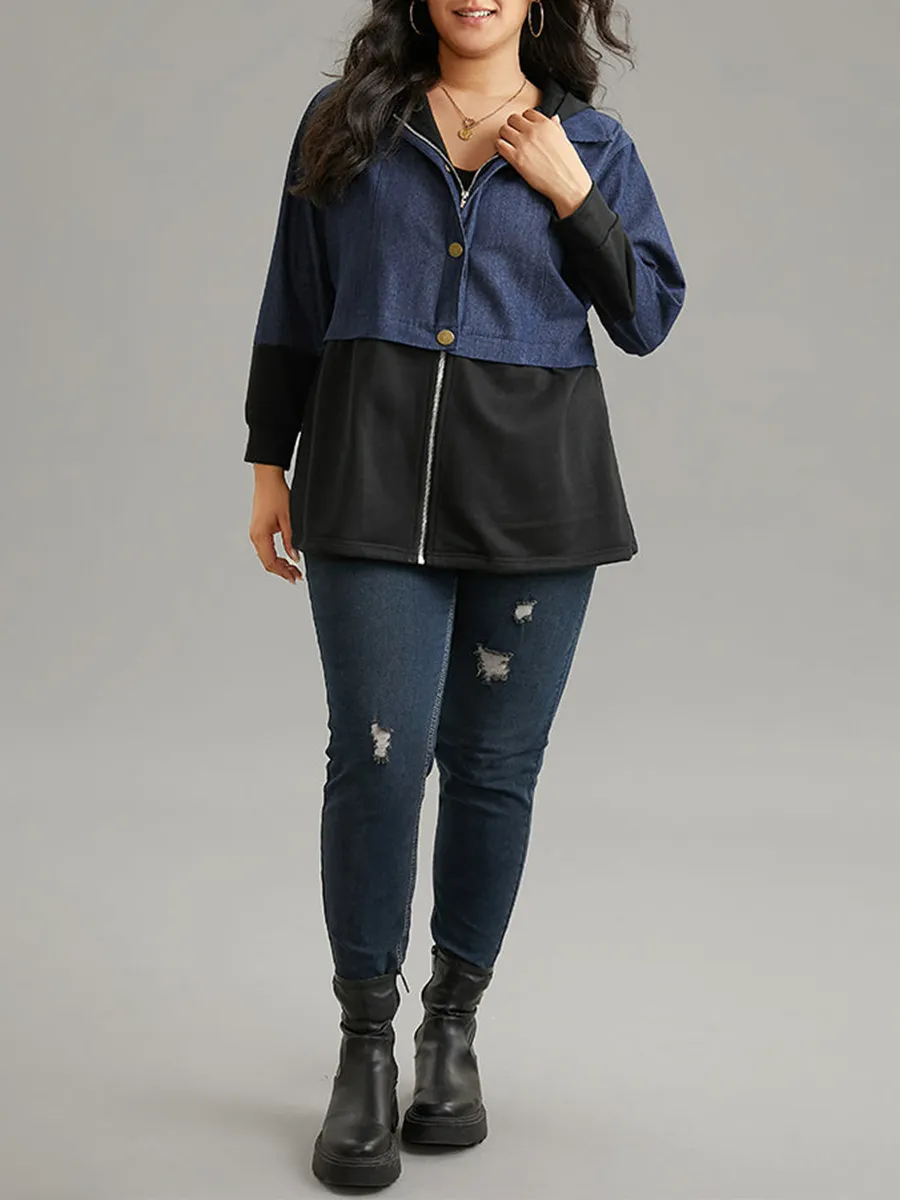 Women's denim patchwork coat