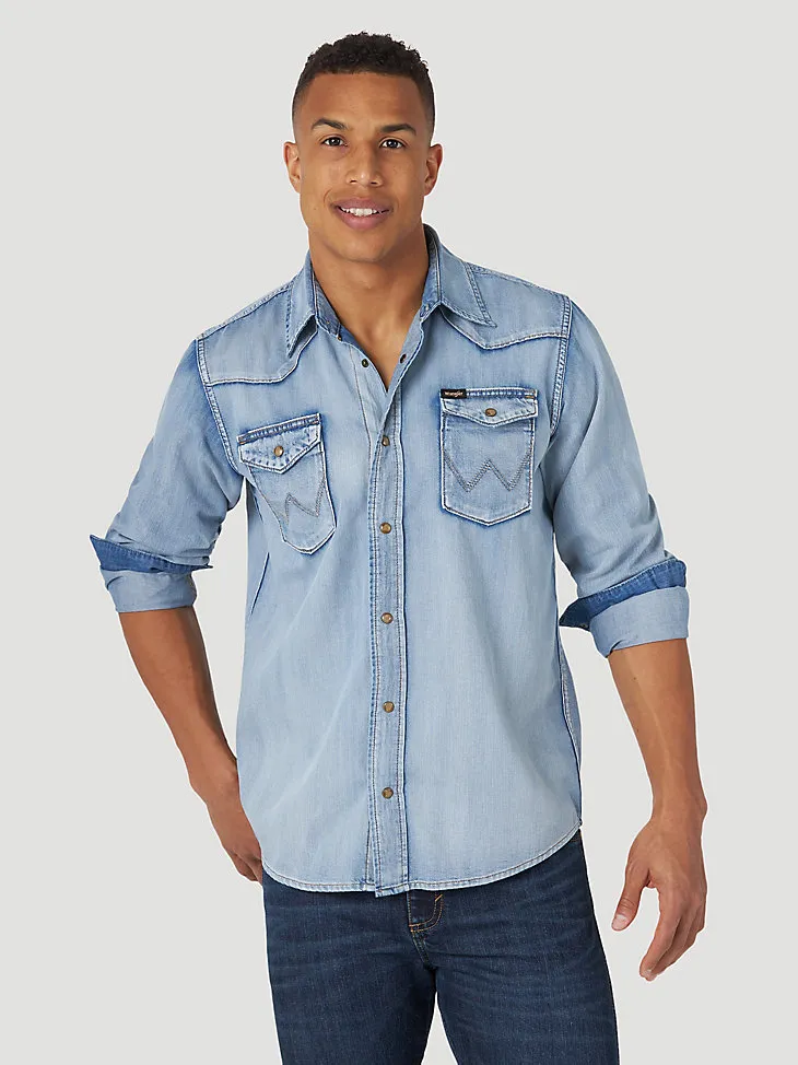 MEN'S DENIM WESTERN SNAP FRONT SHIRT IN RINSE