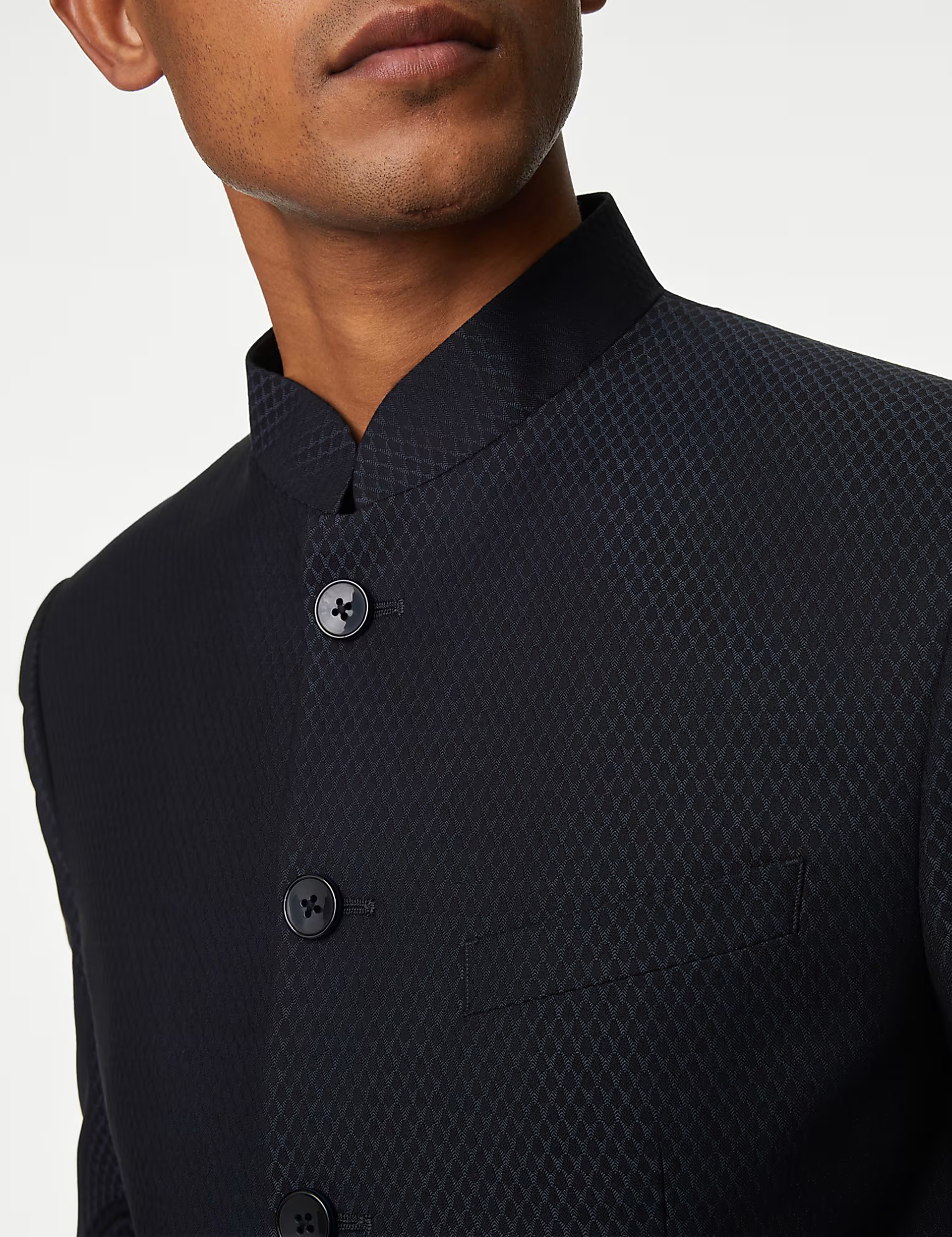 Textured Jacquard Black Jacket