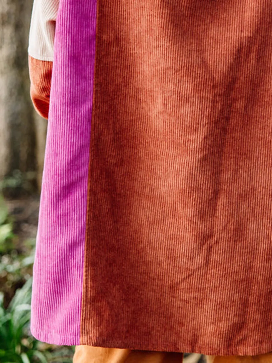 Pink Colorblock Corduroy Shacket