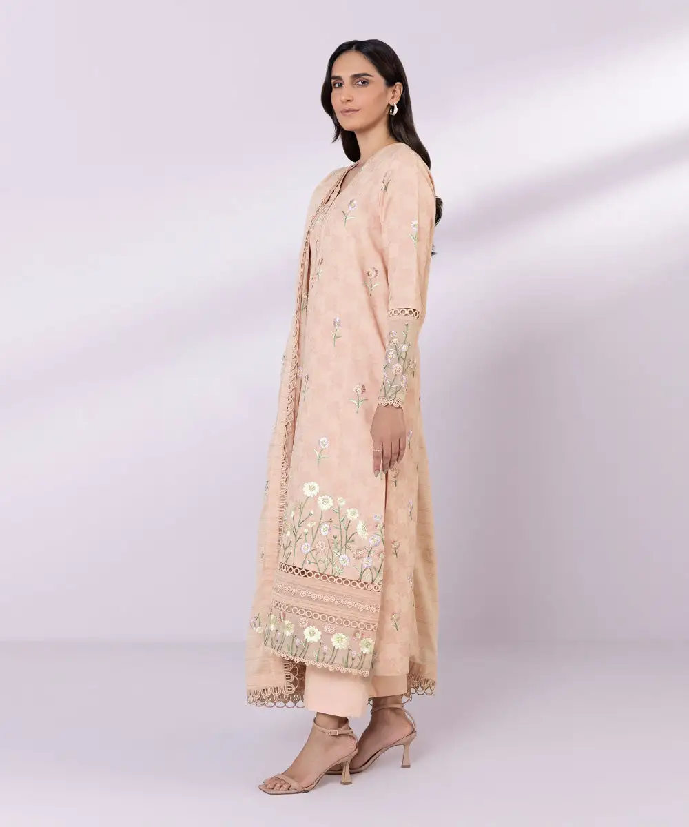 3 Piece - Embroidered Jacquard Suit