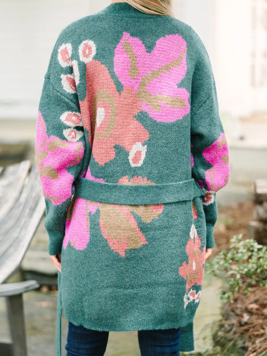 Green Floral Cardigan